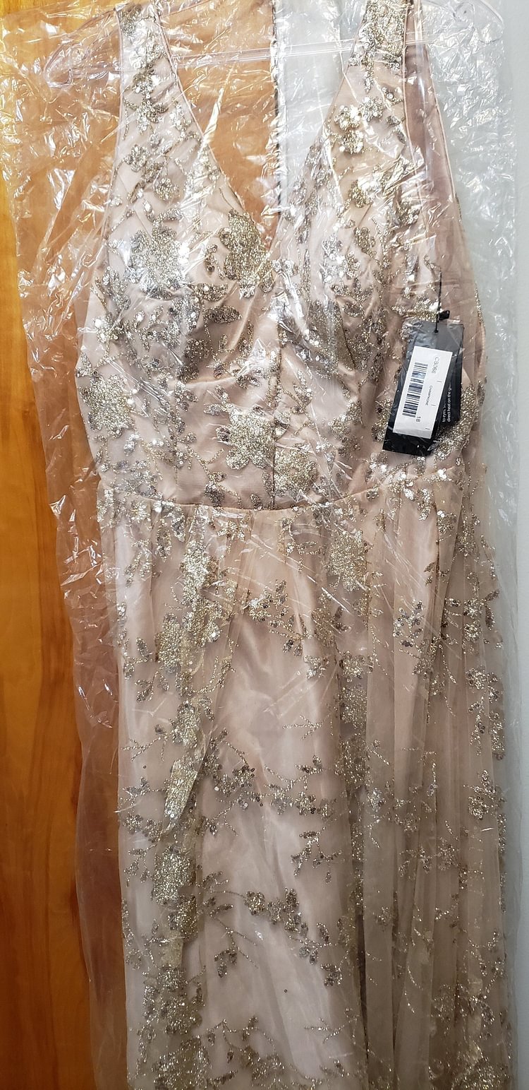 Glitter Print Ball Gown by Cinderella Divine CB068