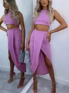 Irregular Clipping Sleeveless Two-Piece Suits