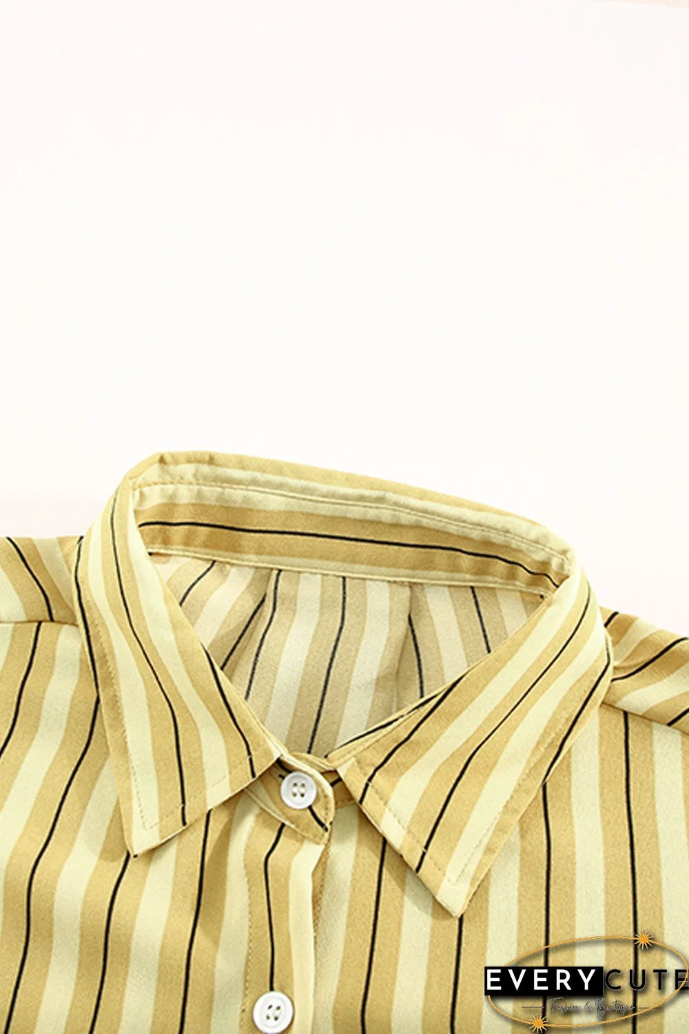 Yellow Striped Buttons Closure Long Sleeve Shirt