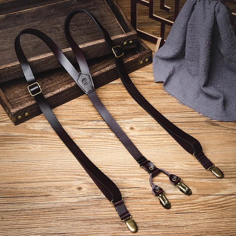 Vintage Leather Universal Non-Slip Suspenders