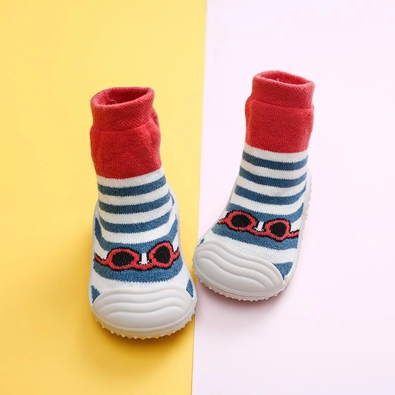 Autumn and Winter New Towel Thickening Children's Floor Socks Baby Baby Toddler Shoes Rubber Sole Cartoon Tube Socks