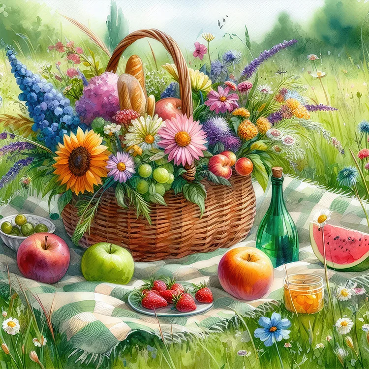 Spring Outdoor Flowers And Fruits 30*30CM (Canvas) Full Round Drill Diamond Painting gbfke