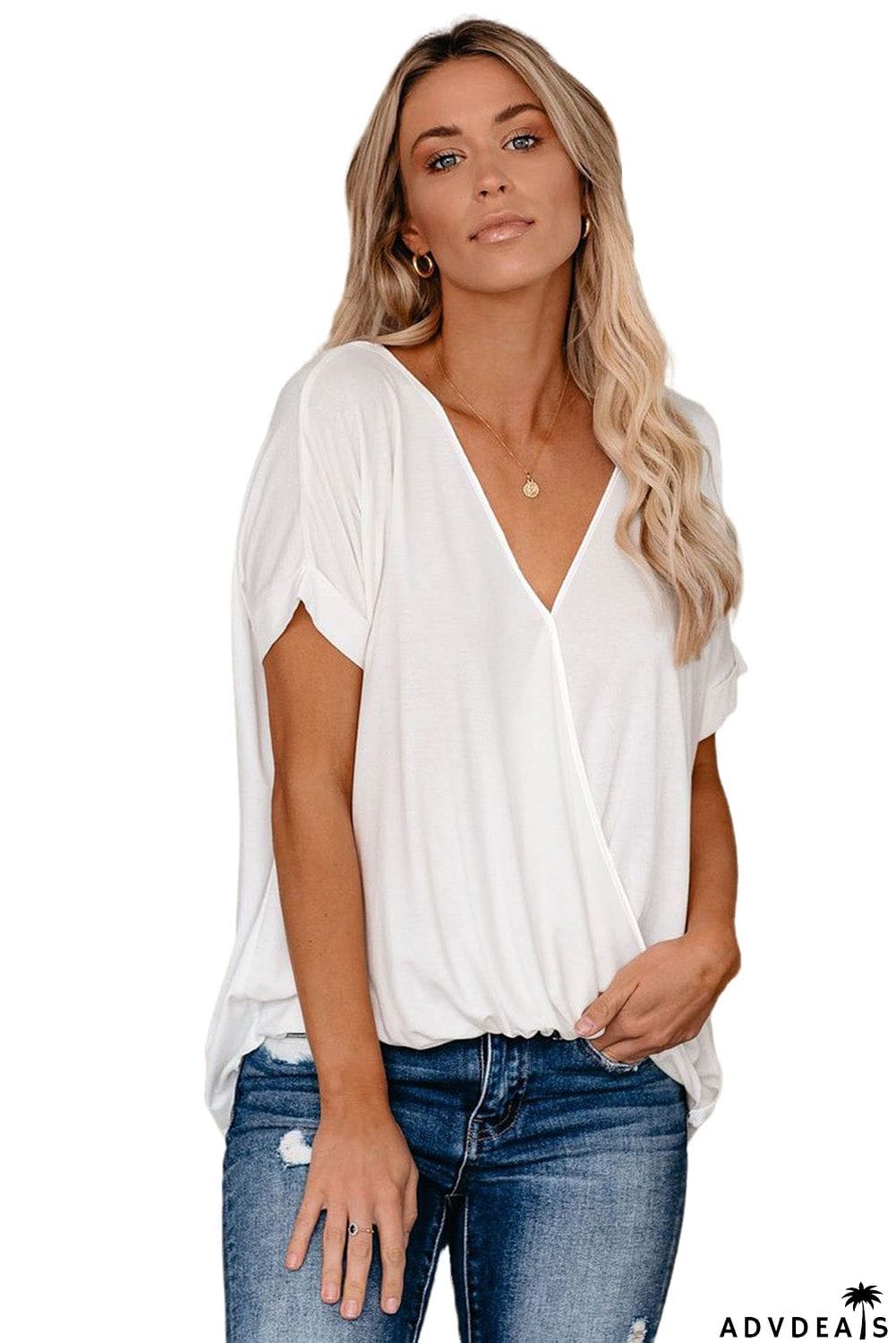 Short Sleeves Drape Knit Top