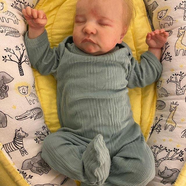 Cute Real Life Full Silicone Reborn Boy Soft Sleeping Newborn Baby Dolls 12'' Harrison with Rooted Hair 2023 -Creativegiftss® - [product_tag] Creativegiftss®