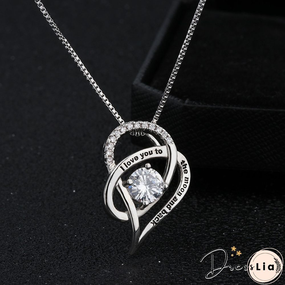TO MY MOM- 925 Sterling Silver Crystal Heart Necklace