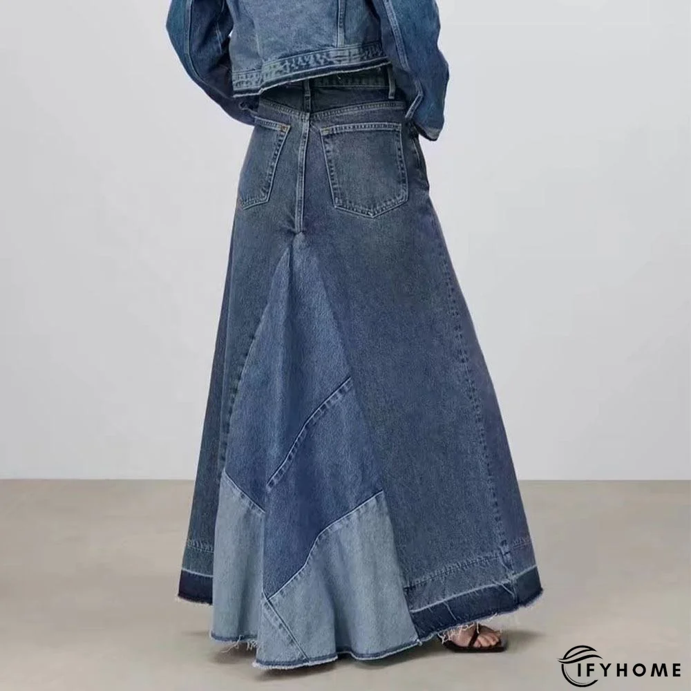 Casual Patchwork Denim Skirt | IFYHOME