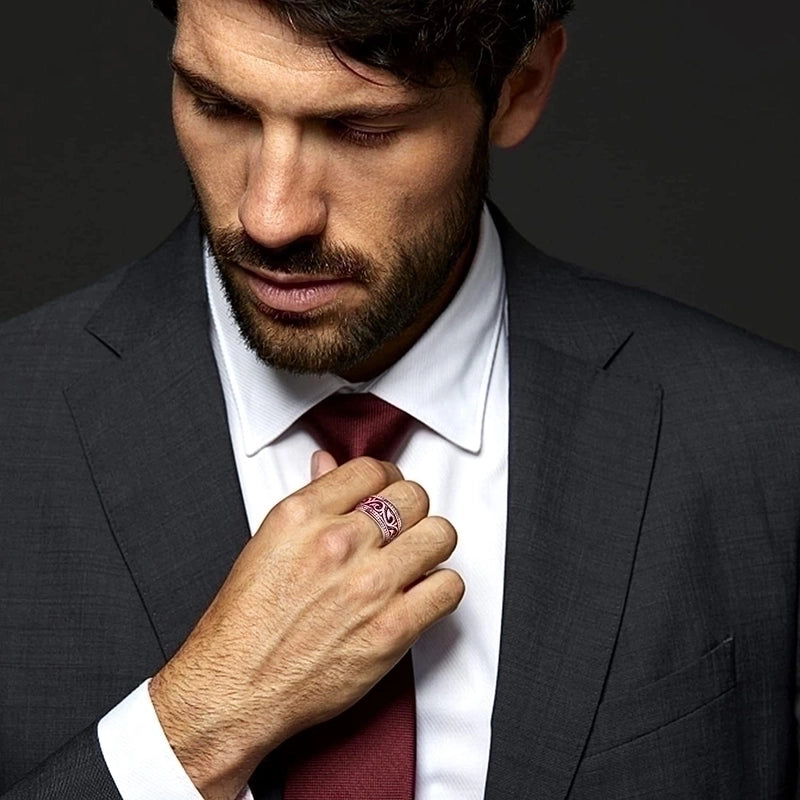 Retro Geometric 304 Stainless Steel Polishing Plating Black Plated Men’S Rings