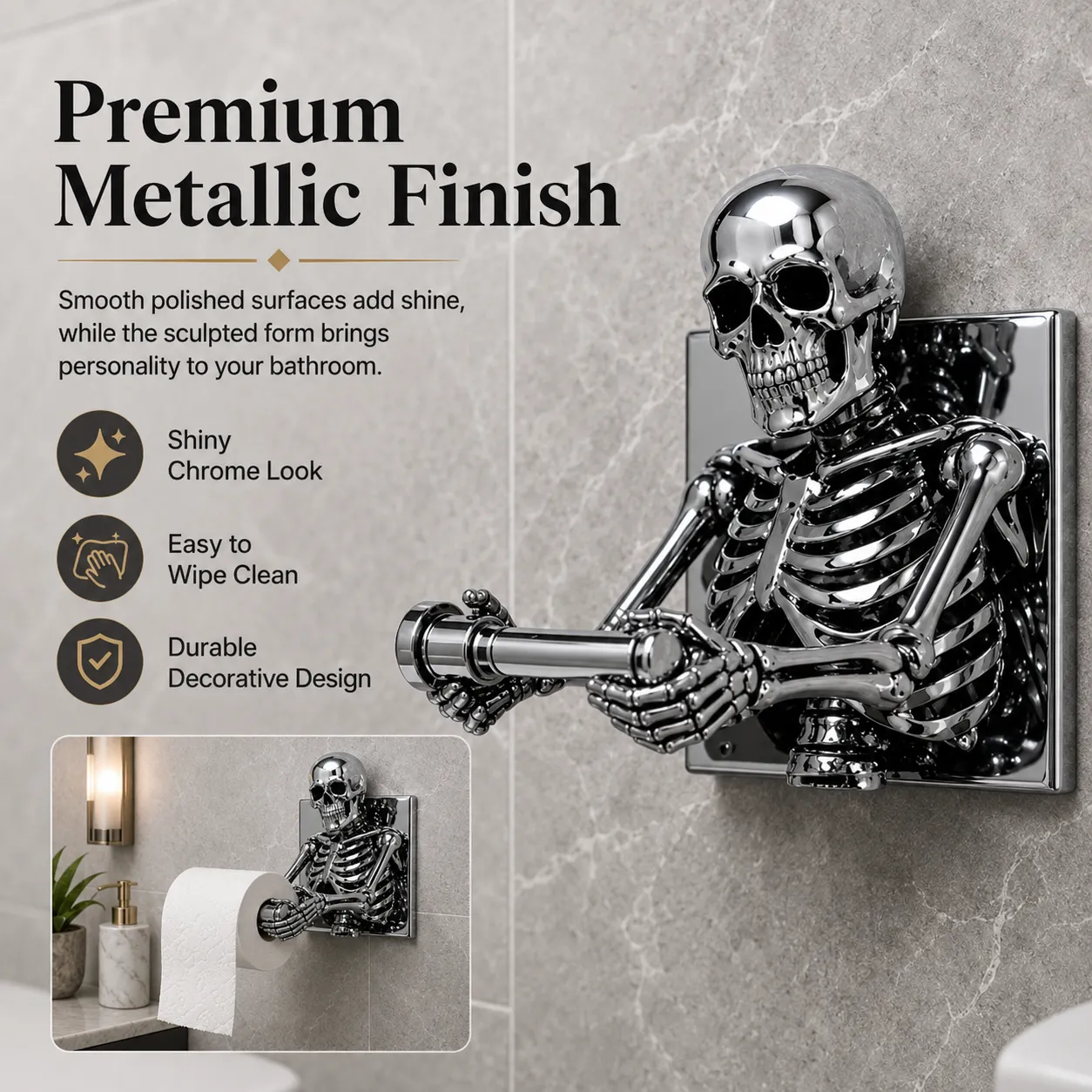 Gothic skeleton bathroom decor