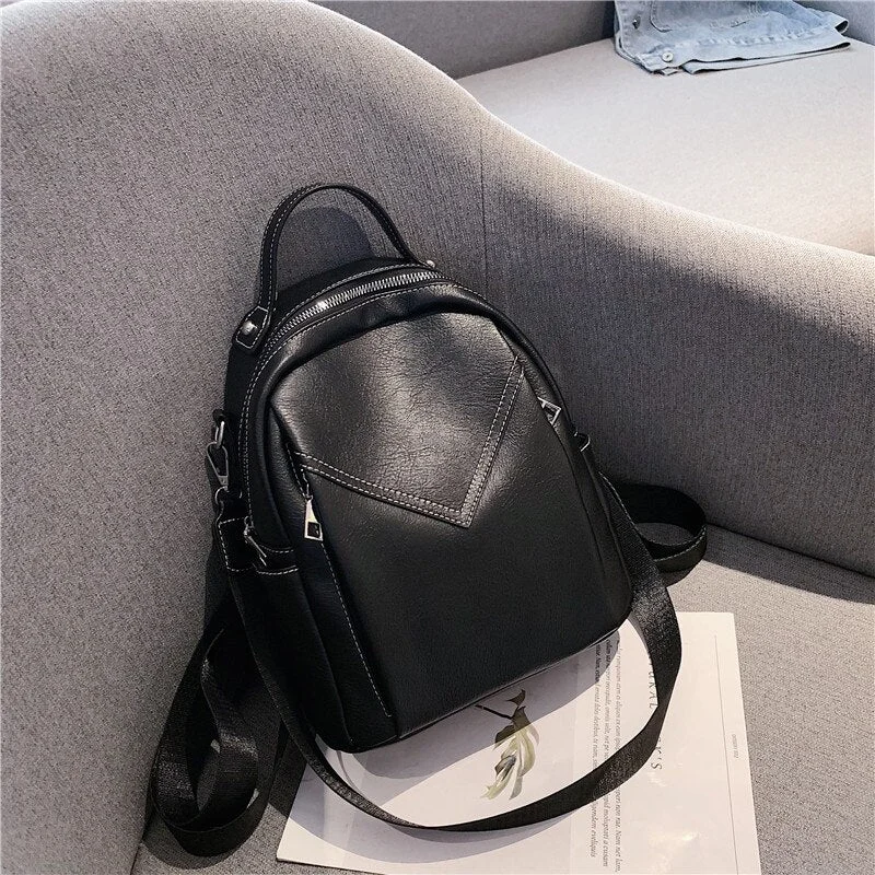 Fashion Casual Mini Backpack Women PU Leather Backpack Multifunction Shoulder Bags Small School Bags for Teenager Girls Mochila