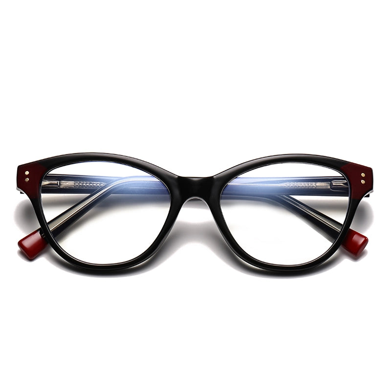 Pastoral Geometric Leopard Pc Oval Frame Inlaid Acrylic Full Frame Optical Glasses
