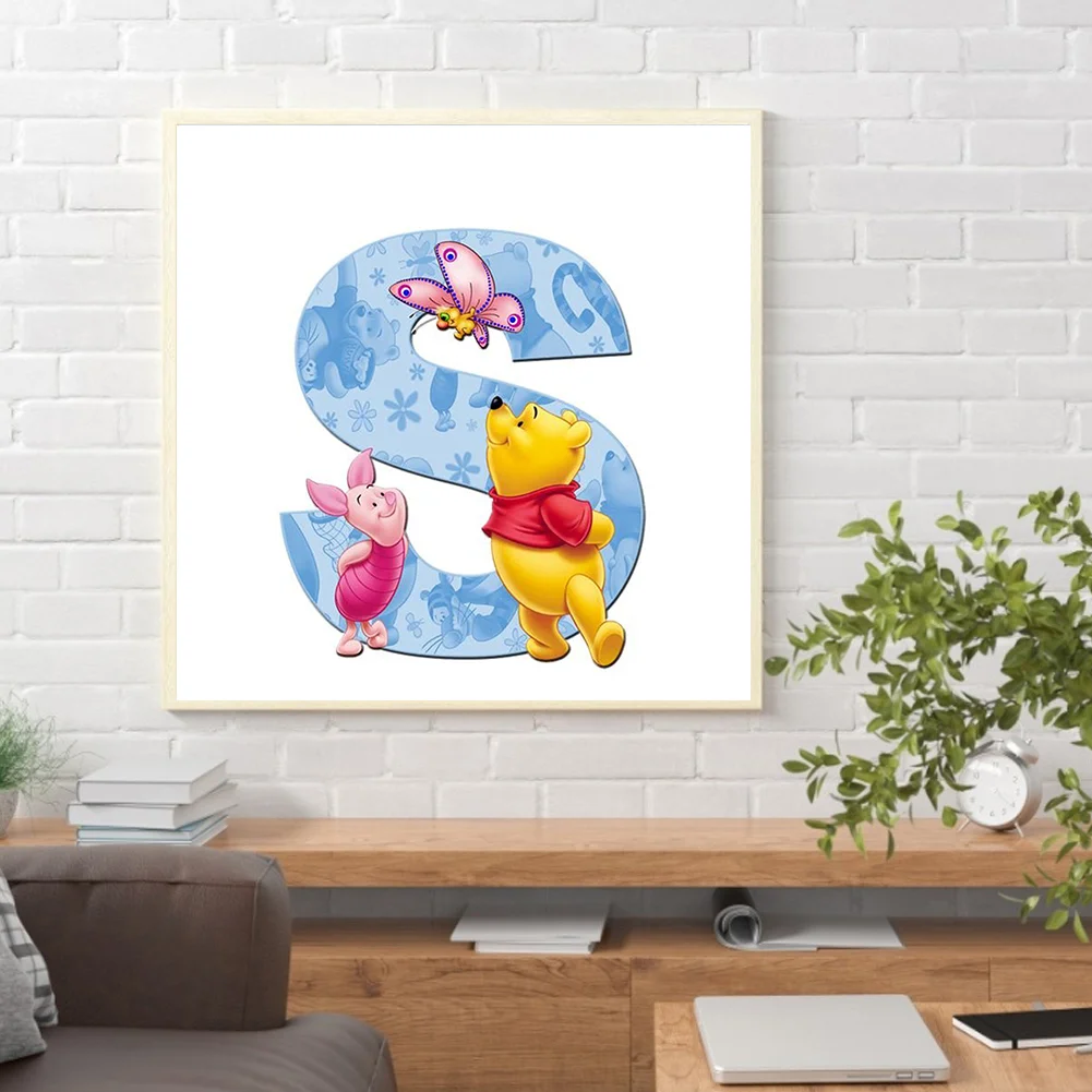 Full Round Diamond Painting 30*30cm - Letter S Winnie The Pooh