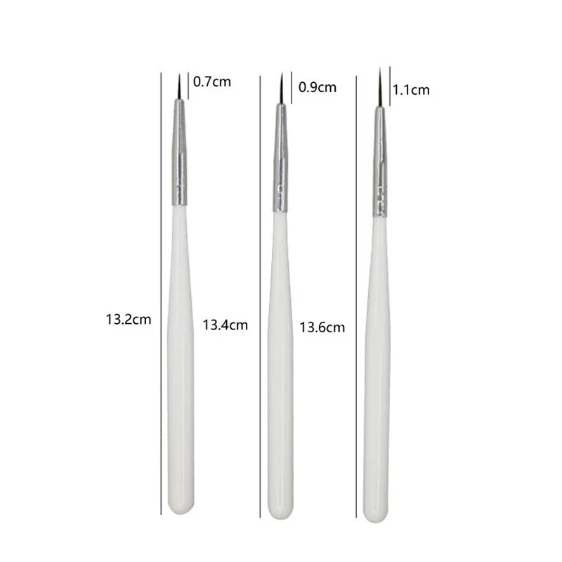 3Pcs/Set Gold Nail Art Brush Painting Drawing Pen Tips Manicuring French Stripe Liner Acrylic Gel UV Polish Brushes Nail Tool-Nail Inspo