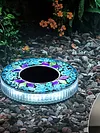 4Pcs LED Mosaic Solar Disk Light IP44 Waterproof Decorative Driveway Lamps Solar-Powered Ground Mosaic Disk Lamp for Outdoor Walkway Patio & Lawn