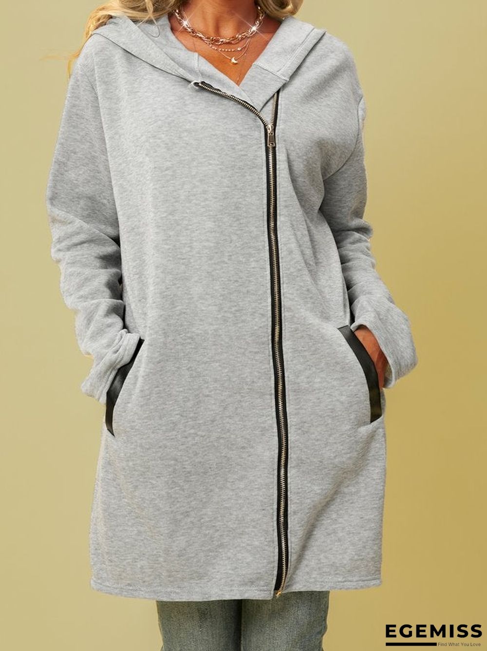 Elegant Plain Long Sleeve Outerwear | EGEMISS