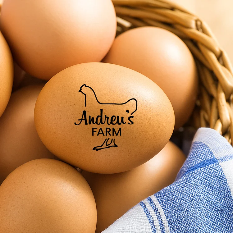 Custom Egg Carton Stamp for Hens or Ducks, Personalized Farm Fresh Egg Rubber Stamp with Handle, Ideal for Small Farms and Homesteaders