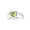 18K White Gold Round Cut Lab Diamond & Peridot Toi et Moi Ring