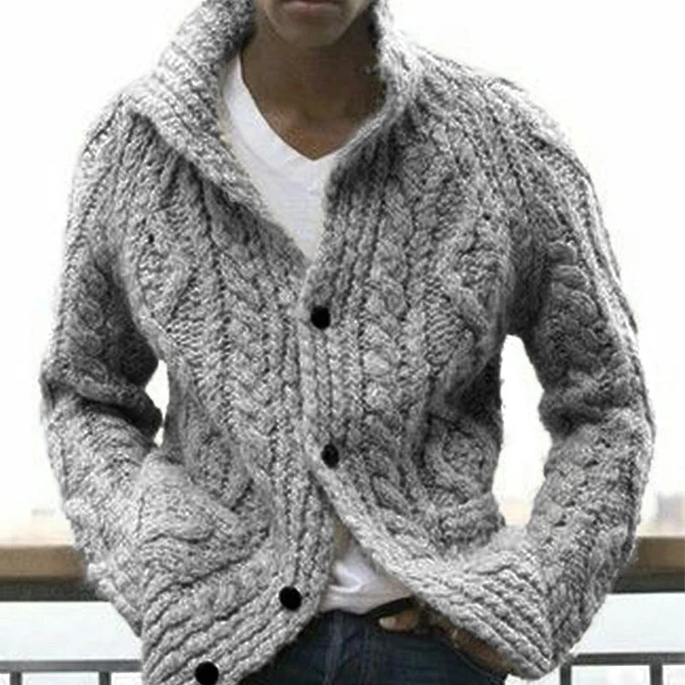 Men's Sweater Plain Knit Coat Cardigan-Cosfine