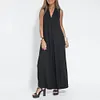 Gioiacombo&trade; Abito lungo ampio ampio con scollo a V senza maniche estivo da donna