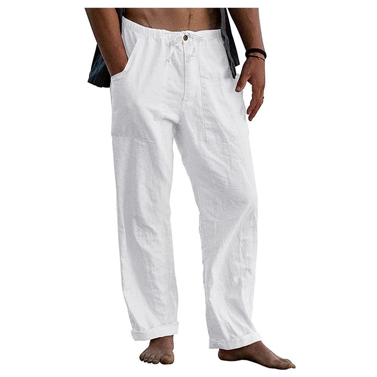 Men's linen beach casual loose-fitting pants