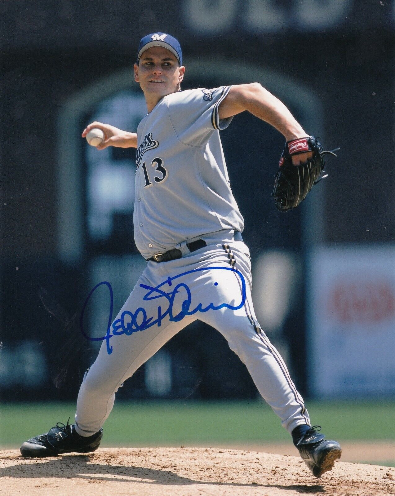 JEFF D'AMICO MILWAUKEE BREWERS ACTION SIGNED 8x10