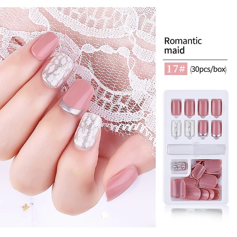 30Pcs Reusable Detachable Fake Artificial Nails Tips Extension False Fake Nails Designs Nail Art Beauty Manicure Tools-Nail Inspo