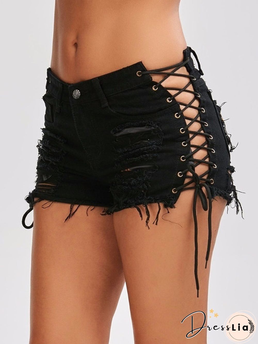 Sexy Summer Women Denim Shorts Blue High Waist Ripped Short Jeans Femme Tassel Lace Up Bandage Shorts