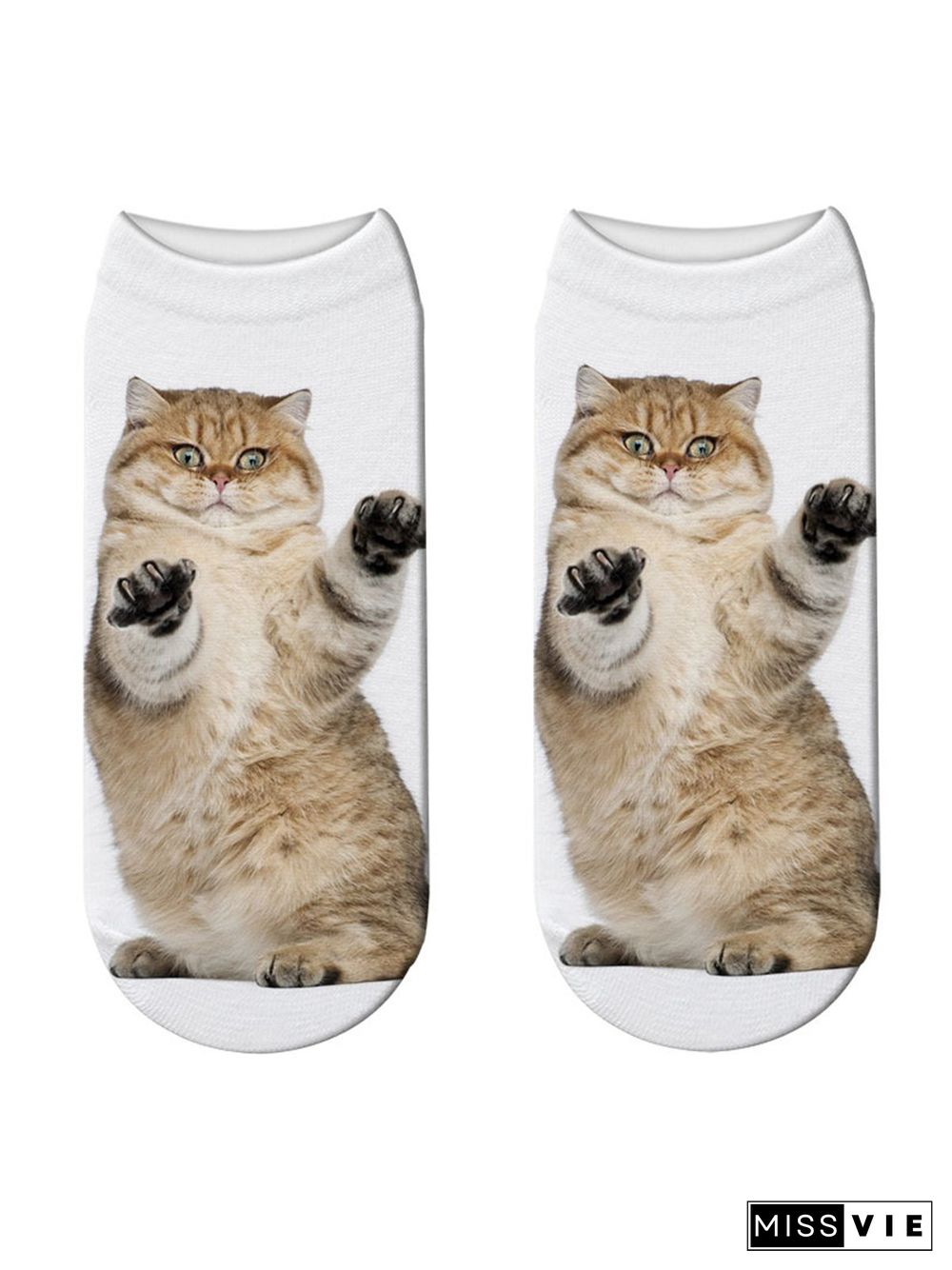 Cotton Knit Cat Pattern Socks