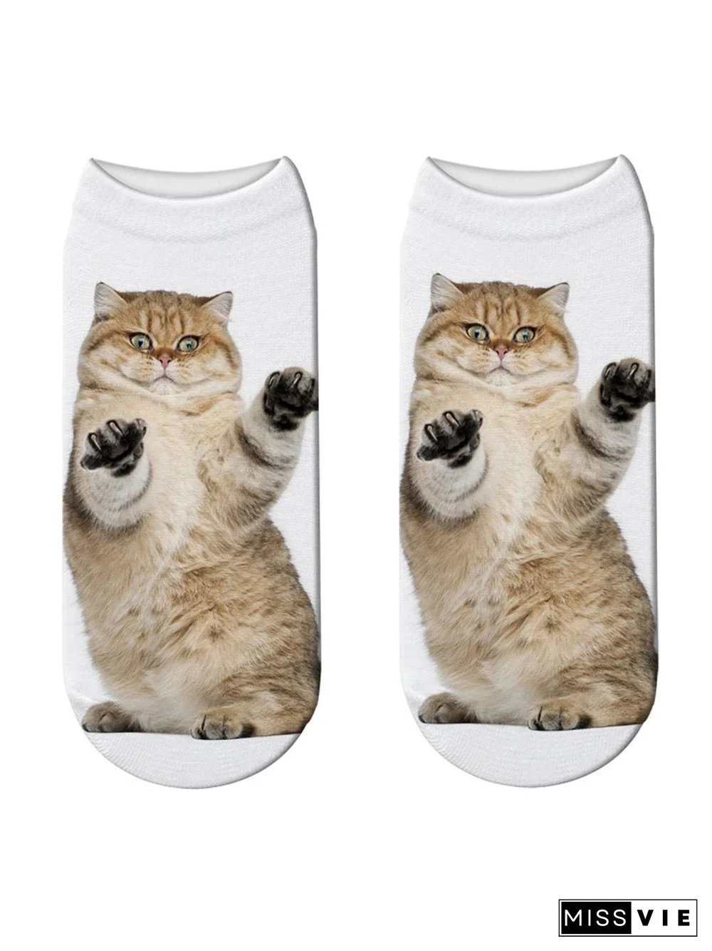Cotton Knit Cat Pattern Socks
