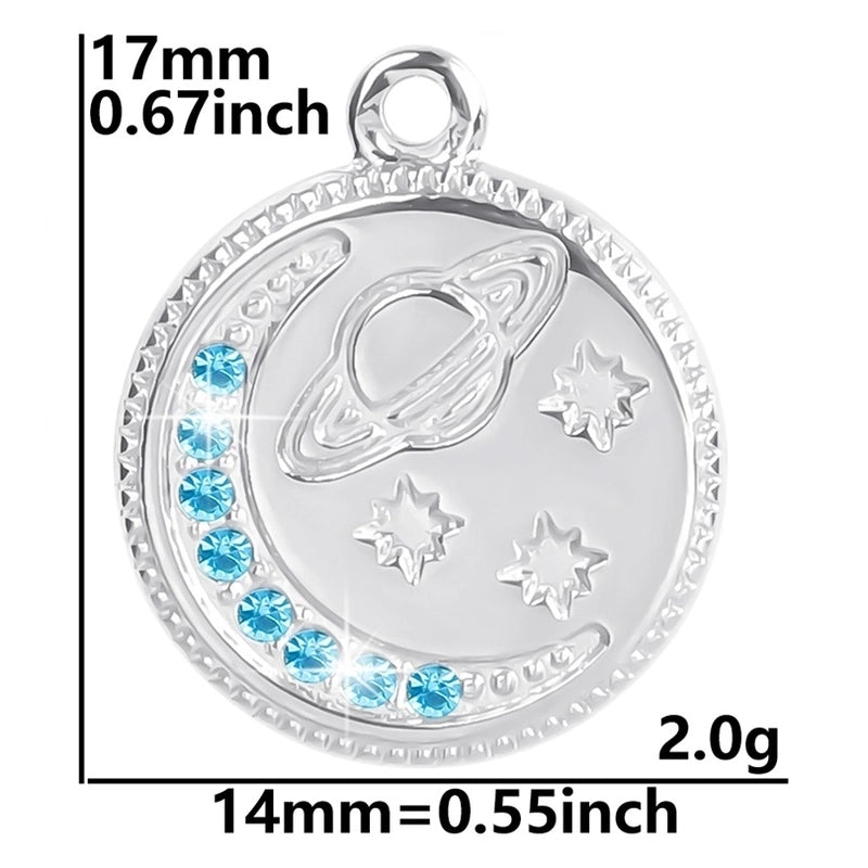 304 Stainless Steel 18K Gold Plated Basic Modern Style Classic Style Plating Inlay Geometric Moon Planet Rhinestones Pendant Necklace