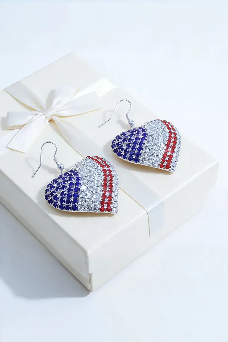 Independence Day USA Flag Inlaid Rhinestone Earrings 2024 - Xpluswear