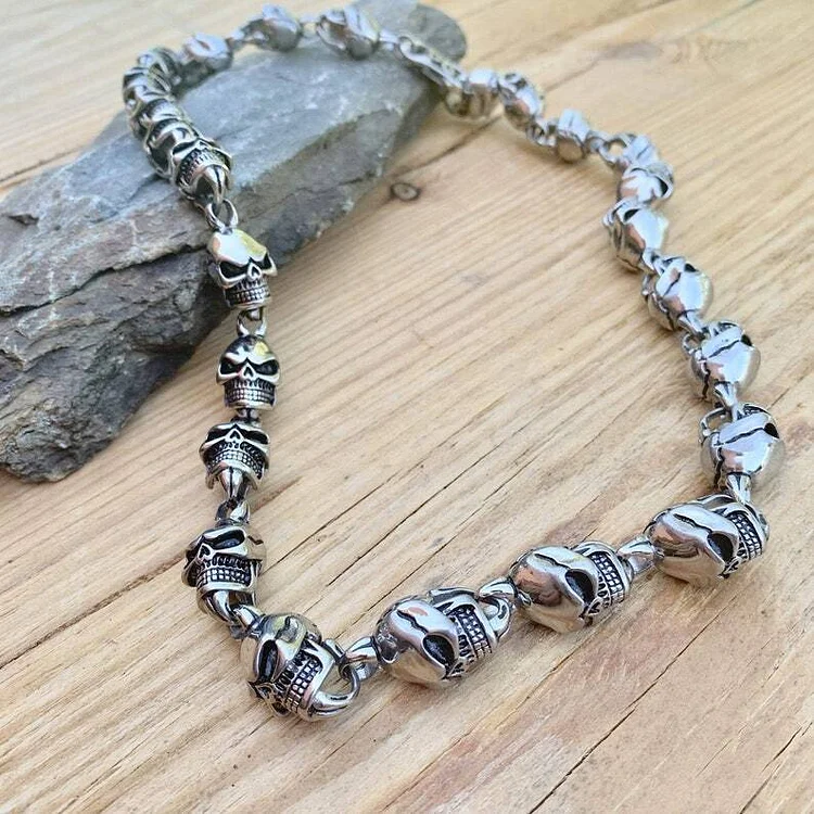 Gothic Punk Skull Necklace - Handcrafted