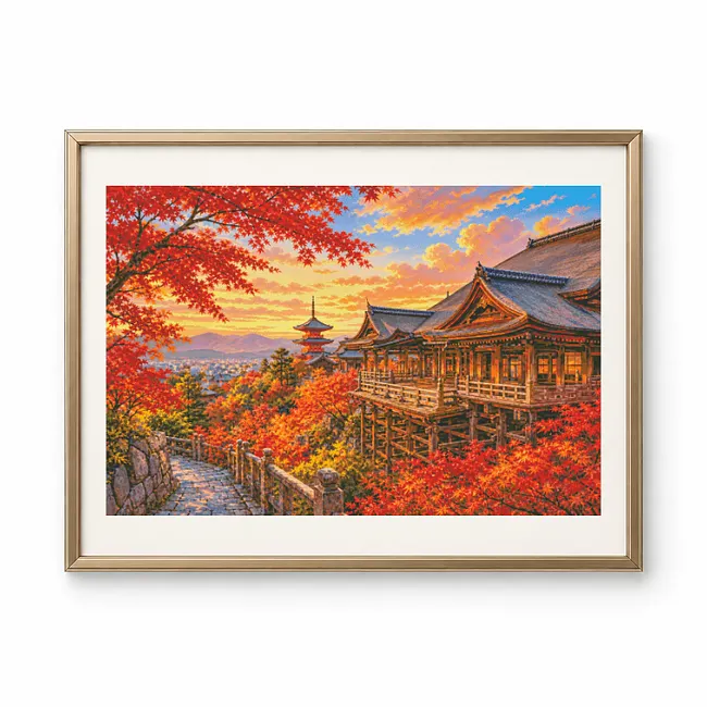 15CT [ZZ9369-Ancient Temple Sunset]_ 133.74_ Painting Fairy Cross