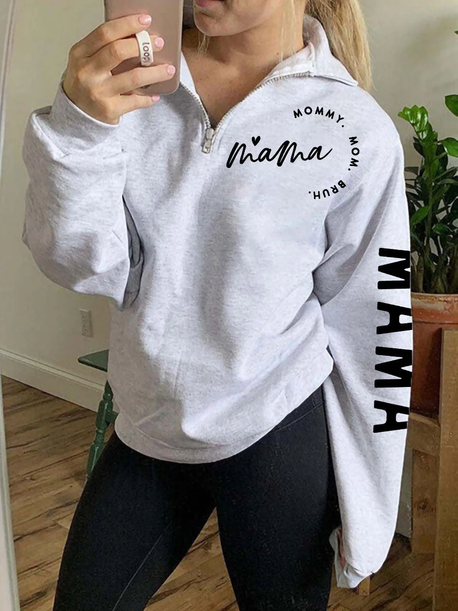 Mama Mommy Mom Bruh Zipper Sweatshirt