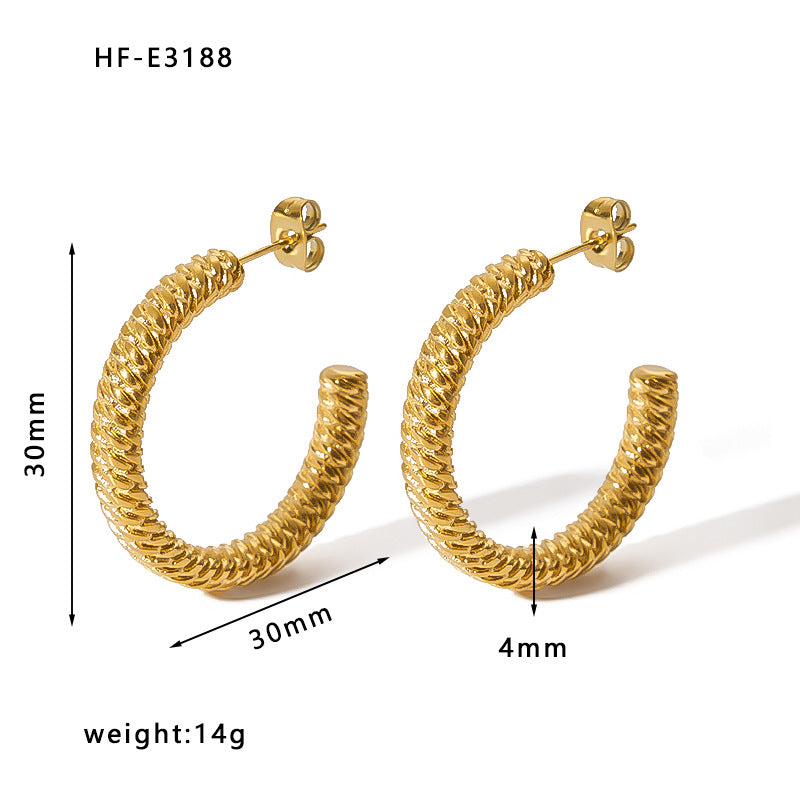 IG Style Asymmetrical Geometric U-Shape Stainless Steel Electroplating Earrings