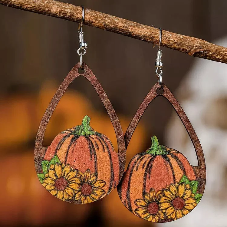 Pumpkin Sunflower Hollow Out Earrings