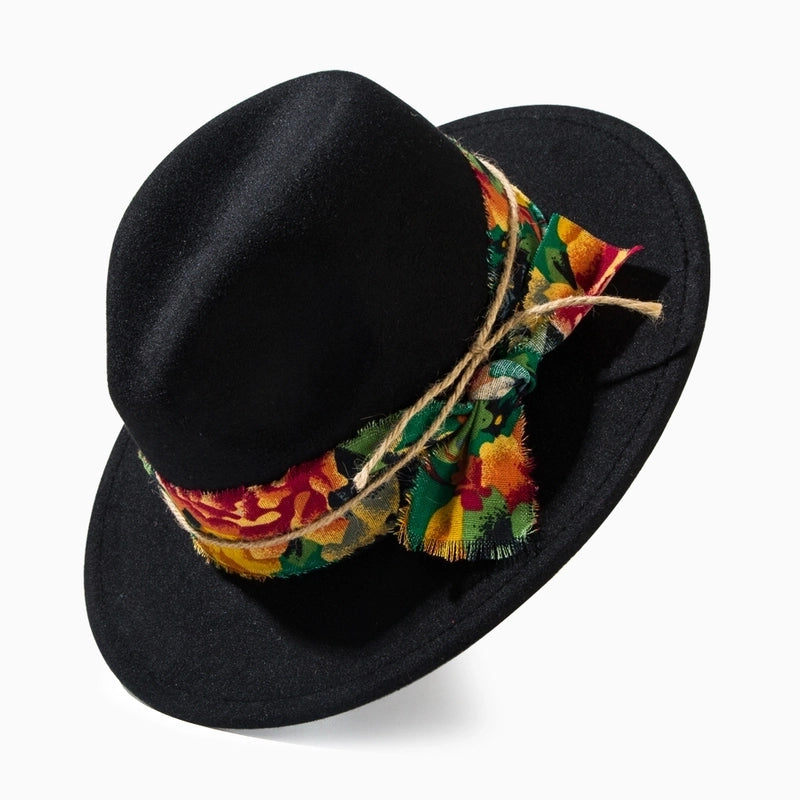 Unisex Casual Elegant Solid Color Flat Eaves Fedora Hat