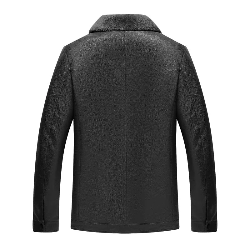 Men's Leather Jacket Warm Winter Coat