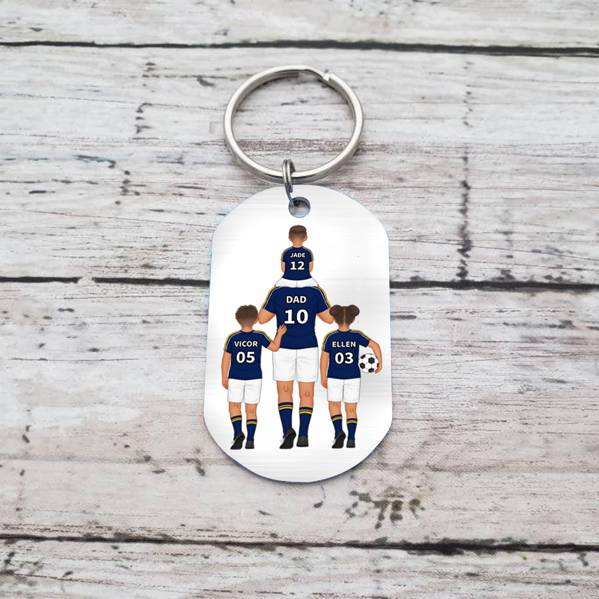 1-3 Names - Personalised Dad Football Team Fist Keychain Customized Name Gift with Gift Box for Dad/Grandad