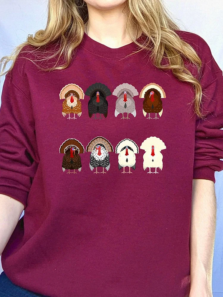 Cute Turkey Thanksgiving Day Family Casual Sweatshirt socialshop