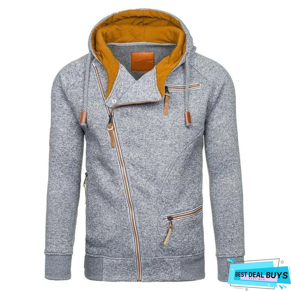 Hoodie Casual Solid Long Sleeve Hoodies Sweatshirts Slim Zipper Hoody Sweatshirt Men Hooded Streetwear