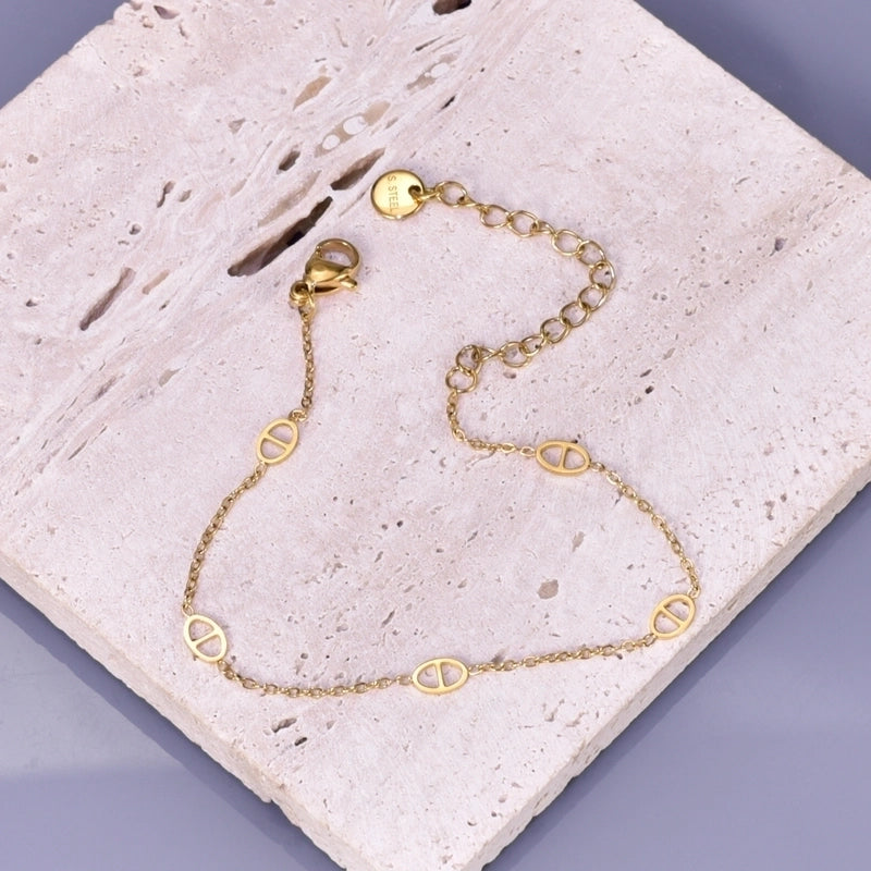 Minimalist Streetwear Solid Color 304 Stainless Steel 18K Gold Plated Bracelets In Bulk