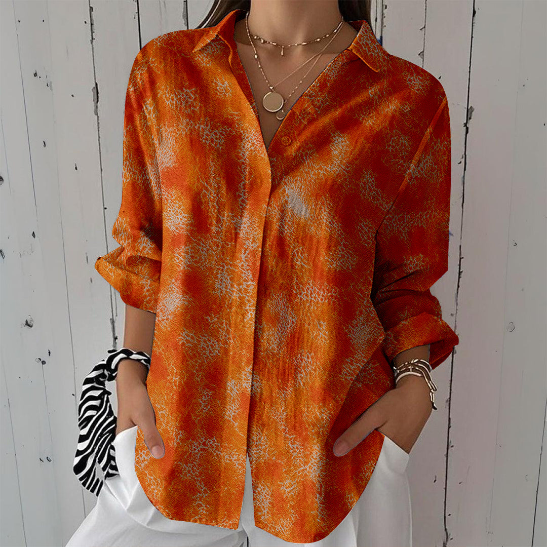 Women Long Sleeve V-neck Graphic Floral Printed Top