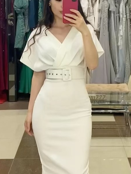 Fashionable V-neck Elegant Commuter Style Lace-up Simple Dress | Oxredo Shop Ramadan Sale