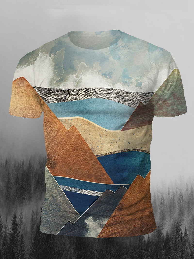 Men's Hillside Creek Print Casual Short Sleeve T-shirt