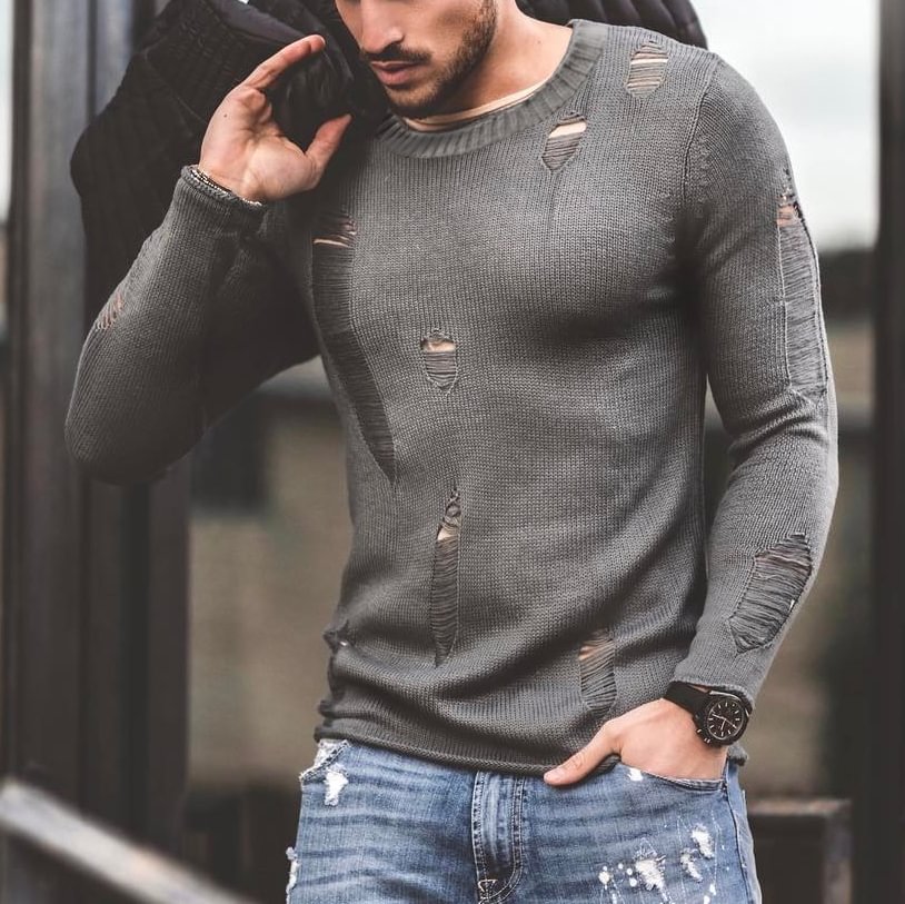 Men's Fashion Hollow Long Sleeve Sweater