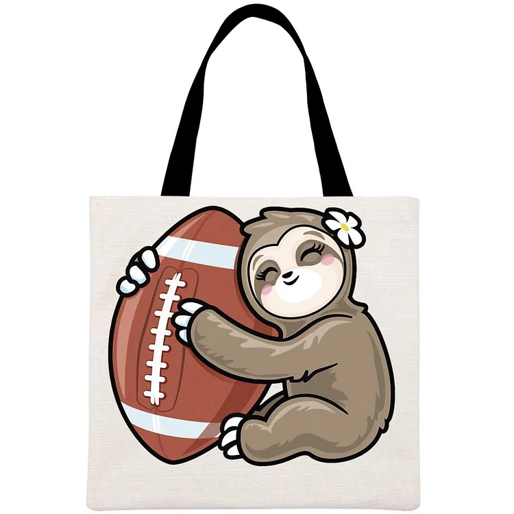 Sloth Girls Hugging Americans football Printed Linen Bag-Annaletters