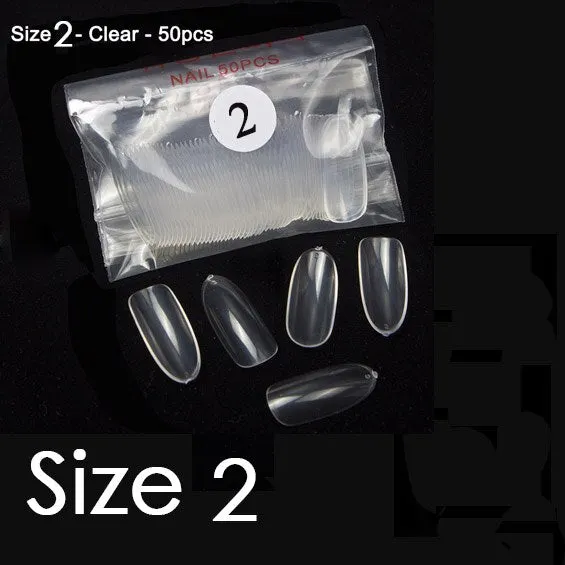 50pcs/bag Sold by separate size 10 sizes available size 0 1 2 3 4 5 6 7 8 9 false oval fake nail tips YW30-YW39-Nail Inspo