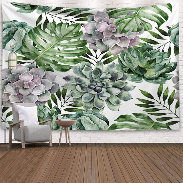 Cactus Succulents Tapestry Summer Succulents Wall Decor Tropical Landscape Wall Hanging Tapestries Picnic Blanket Wall Cloth