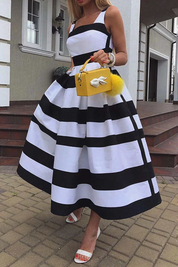Striped Kitsch Sleeveless Midi Dress