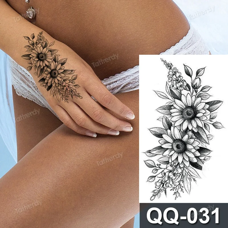 Waterproof Temporary Tattoo Sticker Tiger Lion King Compass Pattern Fake Tatto Flash Tatoo Small Body Art for Kids Women Men